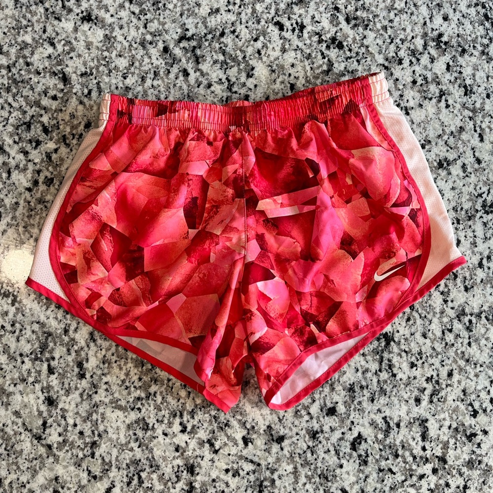 Nike Girl’s Pink Patterned Running Shorts, Size Youth Medium